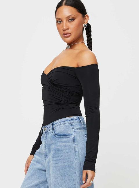 Tarine Wrap Bodysuit Black Product Image