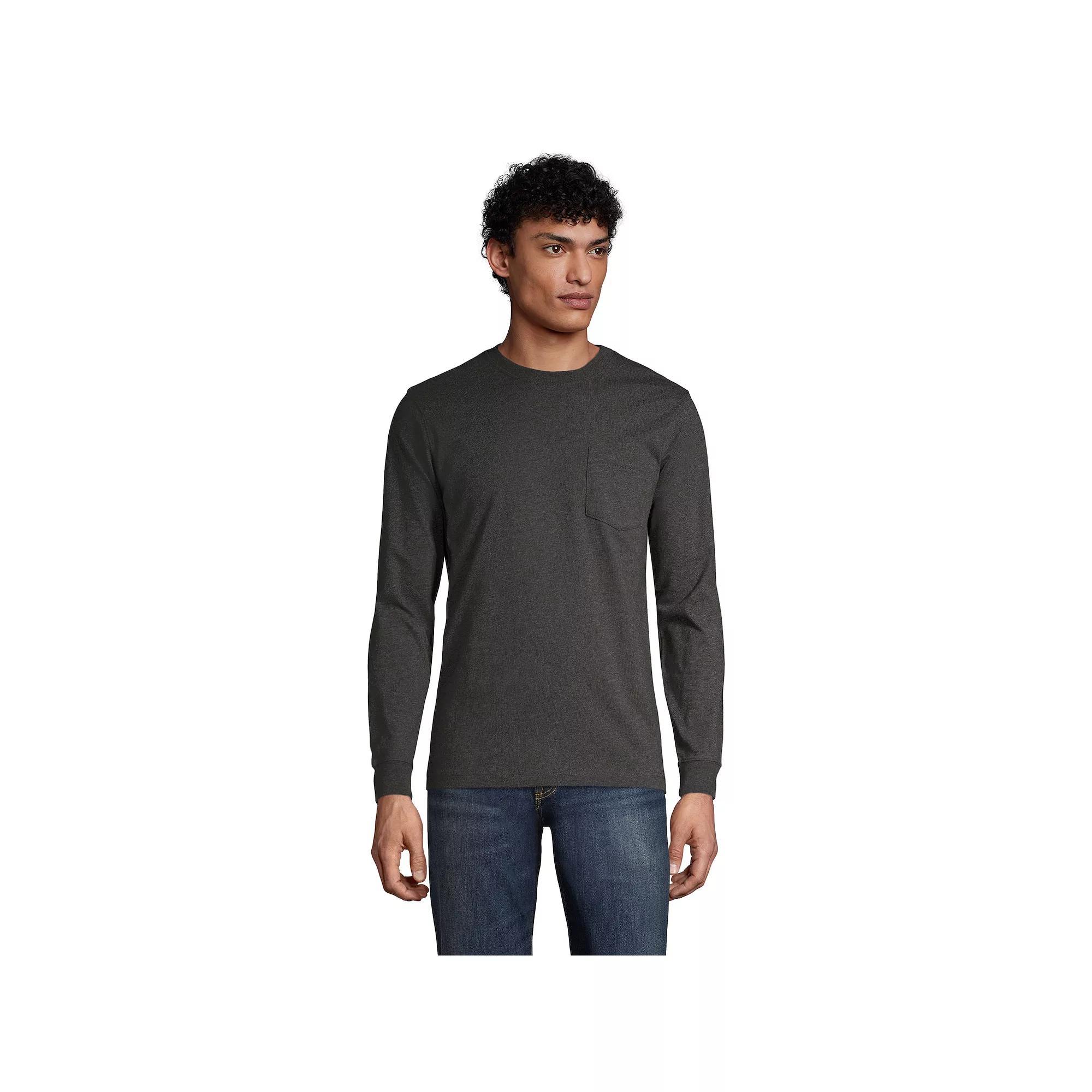 Big & Tall Lands' End Super-T Pocket Tee, Men's, Size: 2XB, Dk Grey Heather Product Image