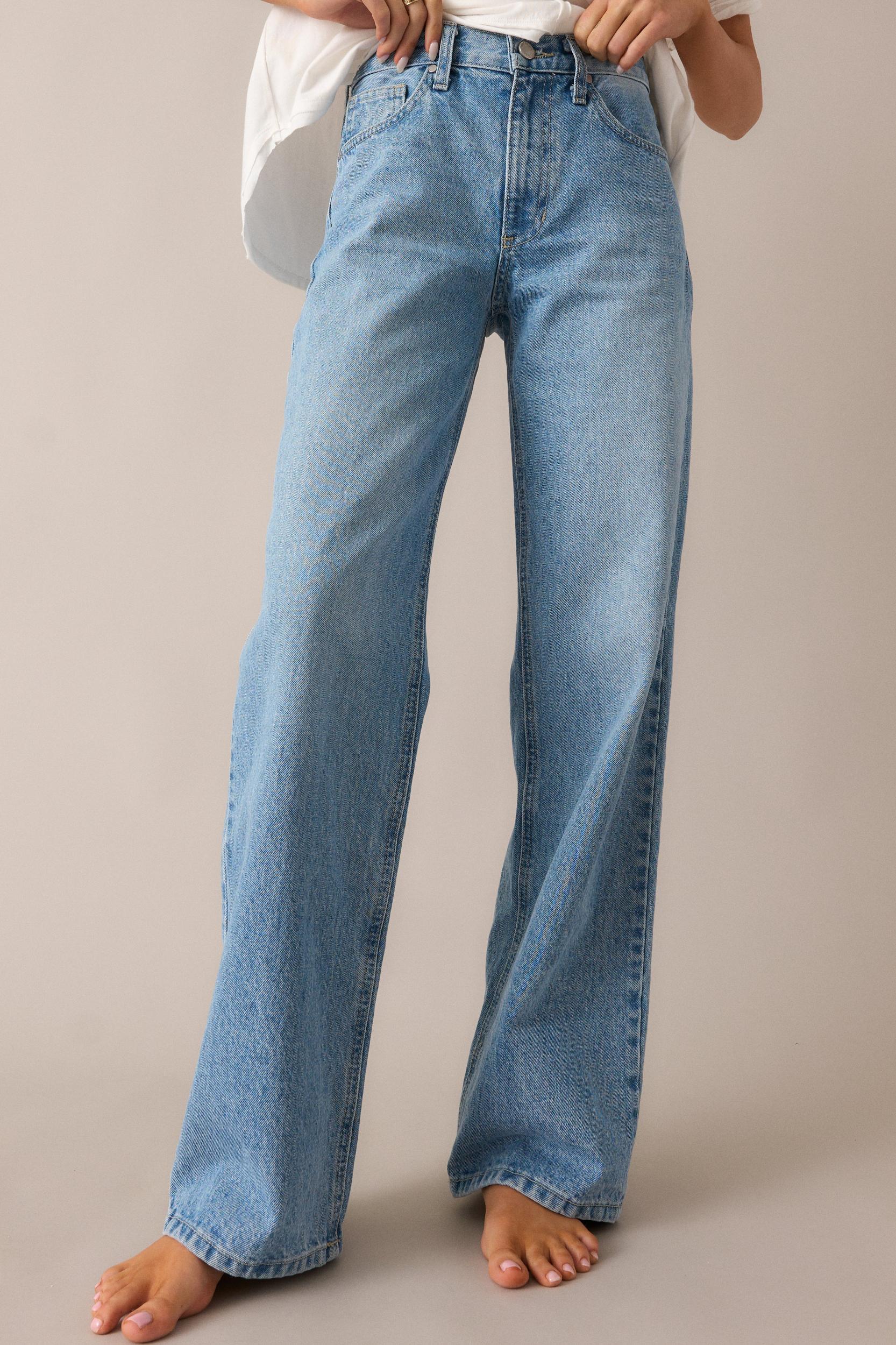 More Than Ever Light Wash Relaxed Straight Leg Jeans Product Image