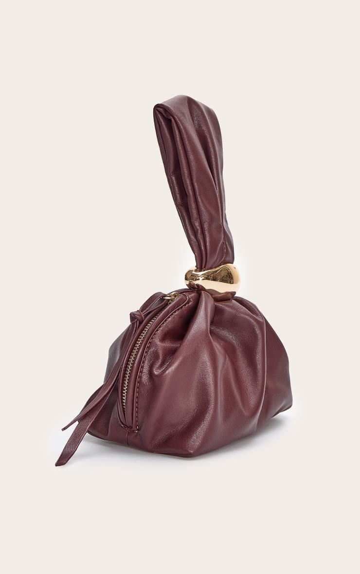 Premium Chocolate Soft Pu Gold Handle Hand Bag Product Image