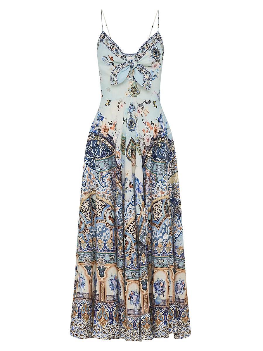 Womens Al Manial Palace Memoirs Printed Linen Midi-Dress Product Image
