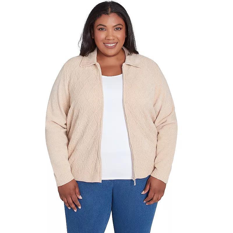Plus Size Alfred Dunner Classic Zip-Up Cardigan, Women's, Size: 1XL, Gray Product Image