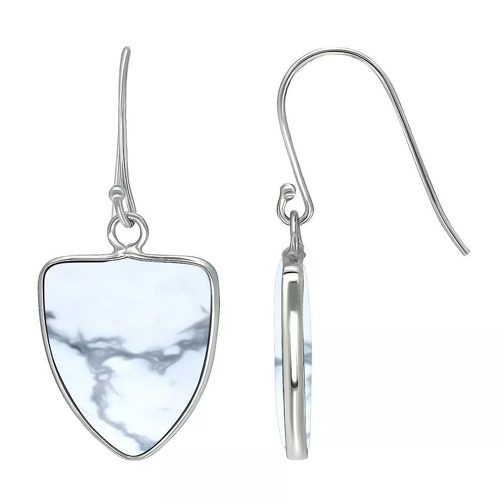 Aleure Precioso Sterling Silver Triangle Shaped Gemstone Drop Earrings, Women's, White Product Image