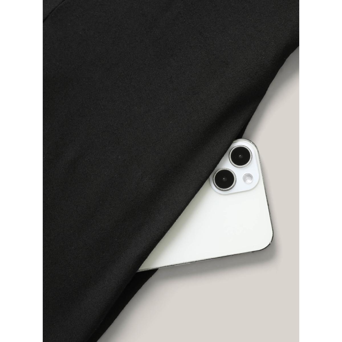 Plus Size Super Stretchy Back-Tie Pockets Midi Dress Black Women Knit Dresses Bloomchic 10/M Product Image