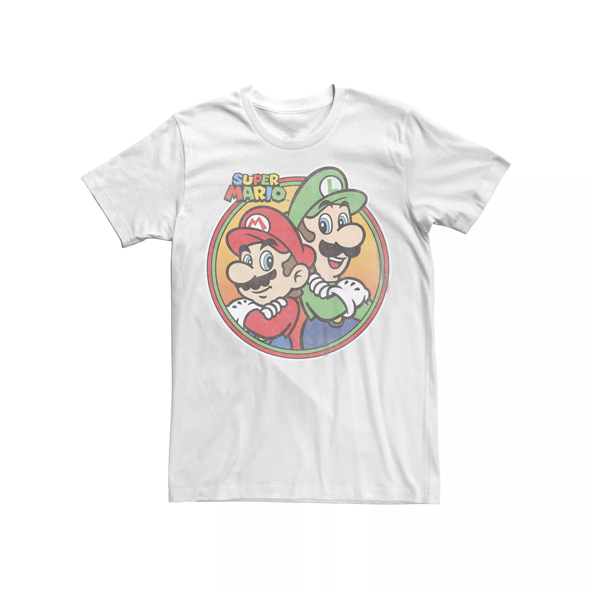 Mens Nintendo Super Mario & Luigi Brothers Circle Tee Athletic Grey Product Image