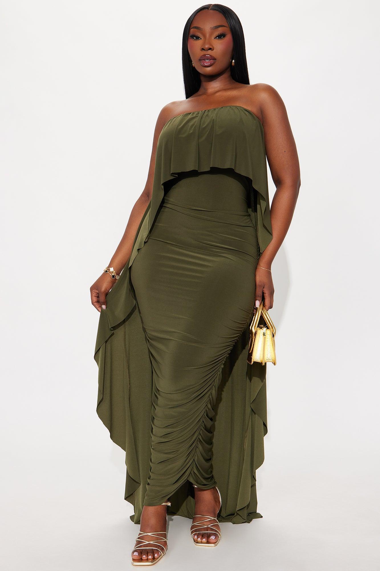 Sammy Ruched Maxi Dress - Olive Product Image