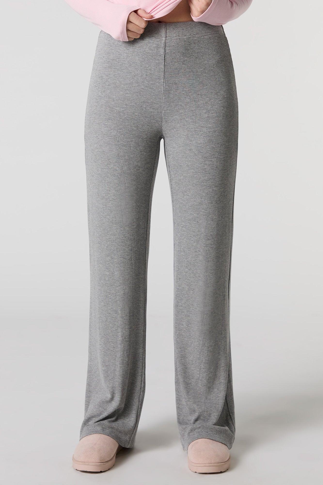 Solid Ribbed Wide Leg Pant Female Product Image
