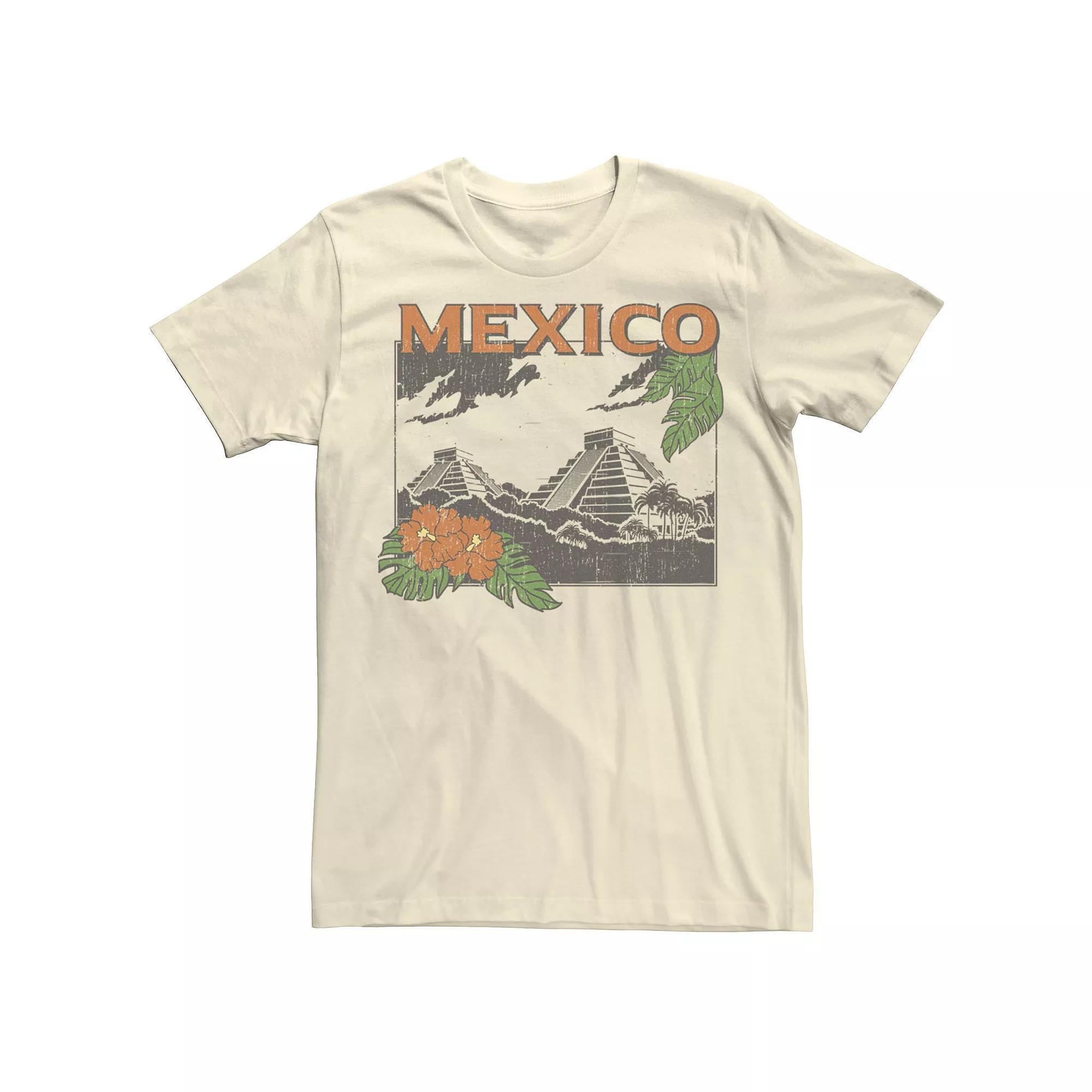 Men's Travel Apparel Mexico Pyramids Poster Tee, Size: 3XL, Natural Product Image