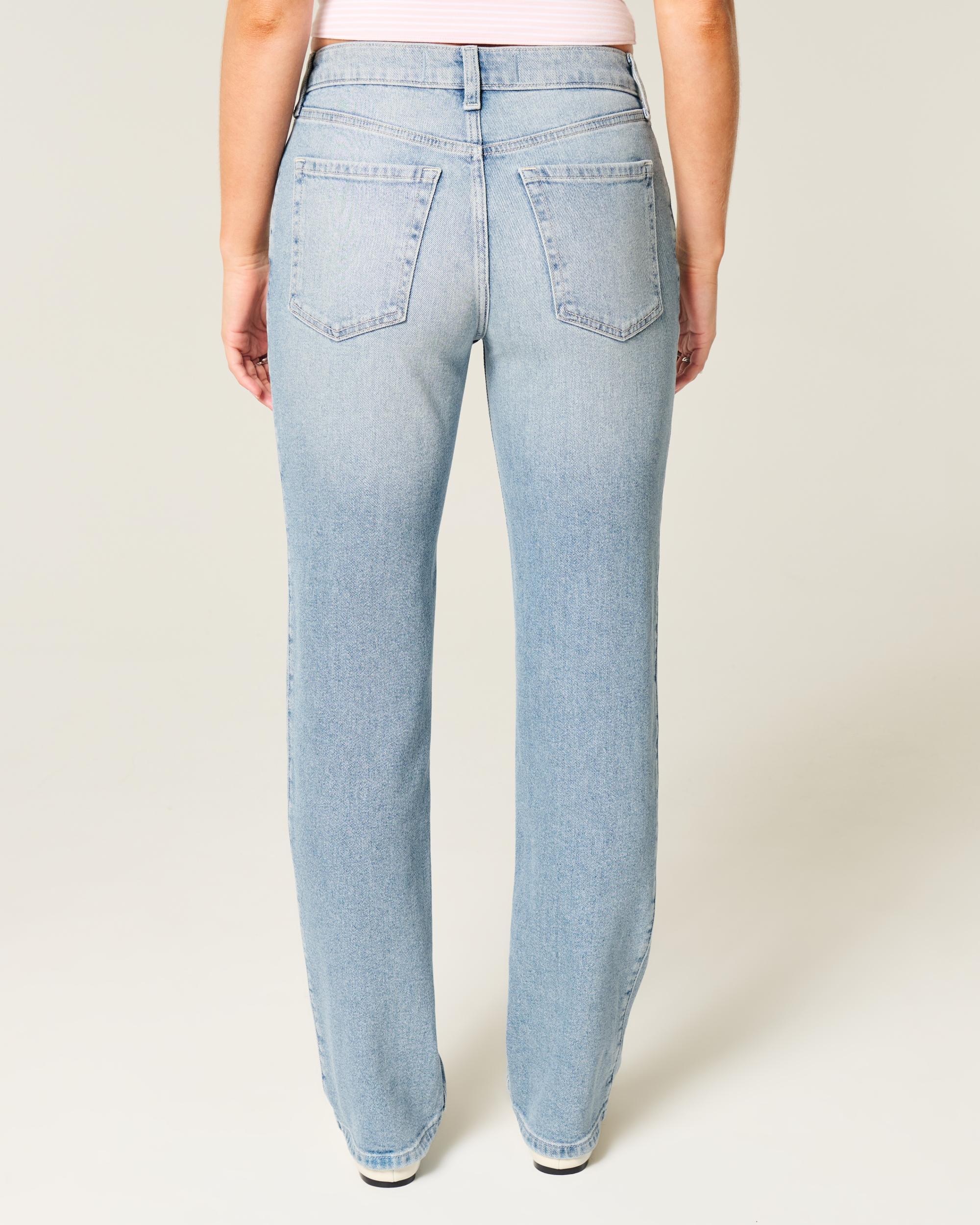 High-Rise Distressed Light Wash Straight Jeans Product Image