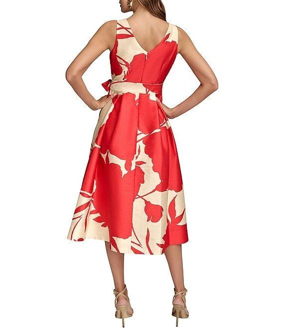 Donna Karan V-Neck Sleeveless Abstract Floral Print Dress Product Image