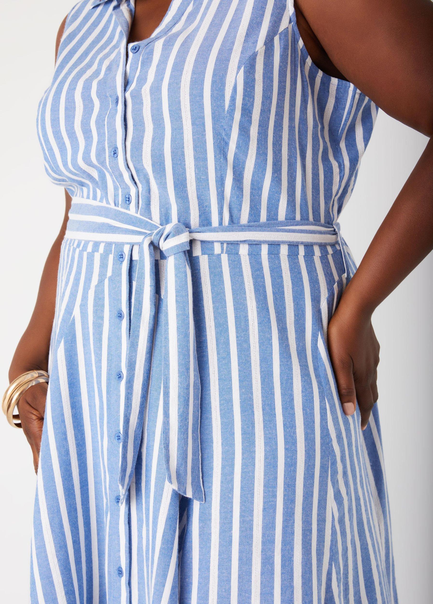 Belted Striped Shirtdress Product Image