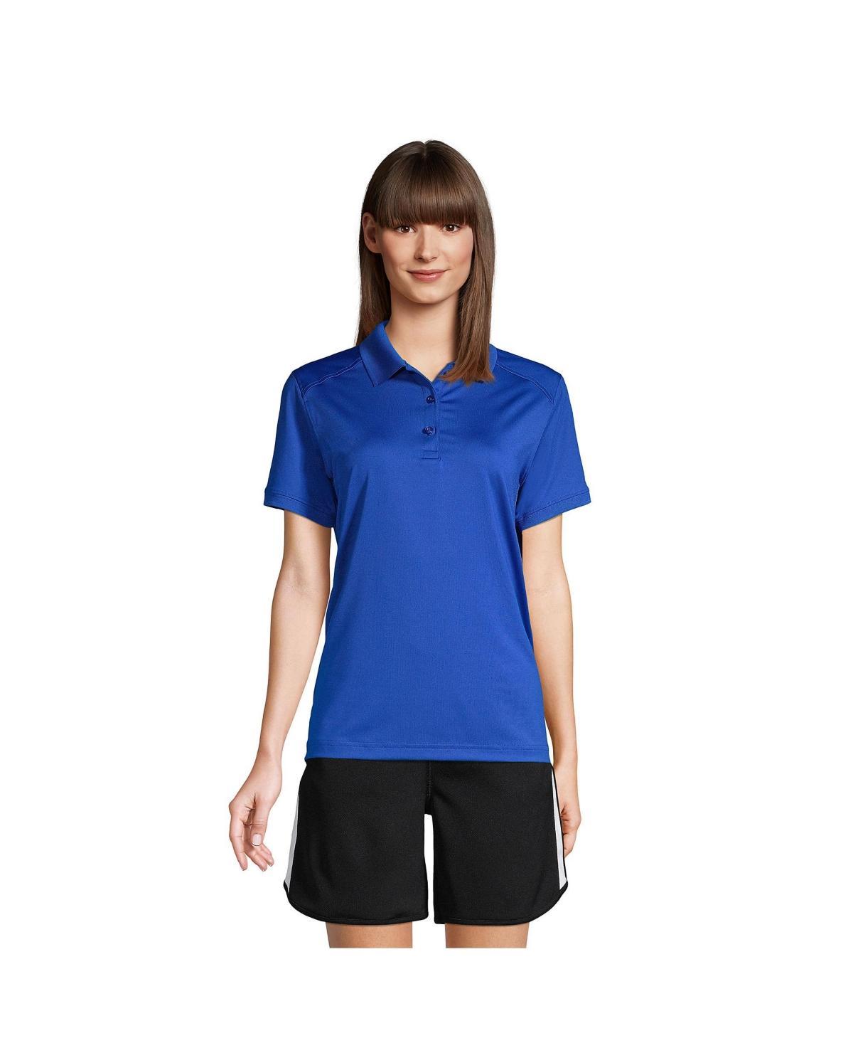 Women's Lands' End Short Sleeve Rapid Dry Polo Shirt, Size: Large, Blue Product Image