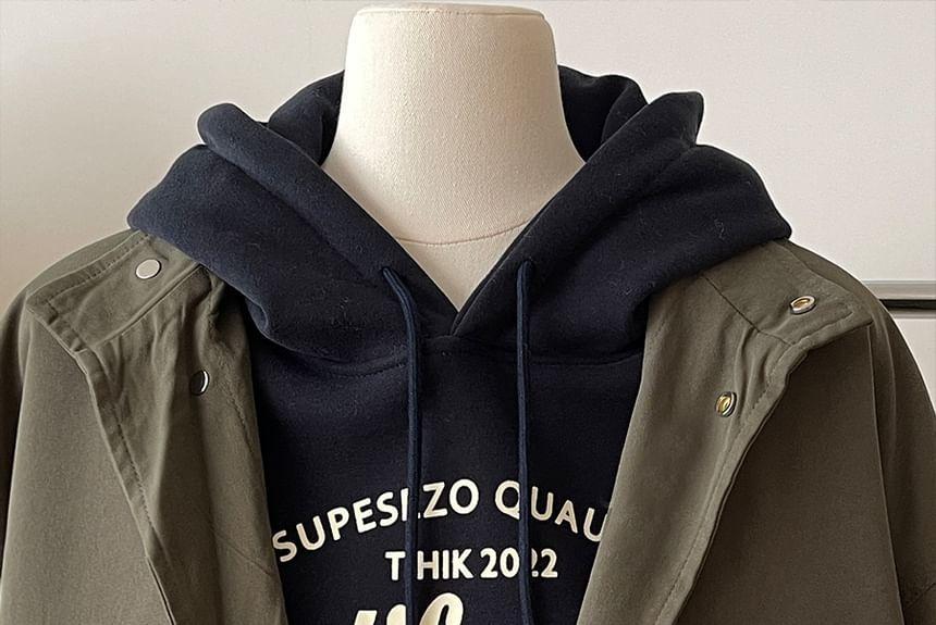 Hooded Zip-Up Long Parka Product Image