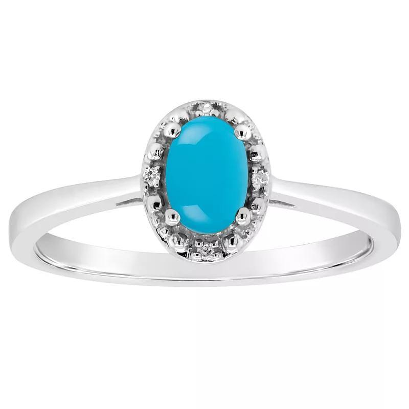 Celebration Gems Sterling Silver 6 mm x 4 mm Oval Onyx & Diamond Accent Halo Ring, Women's Product Image