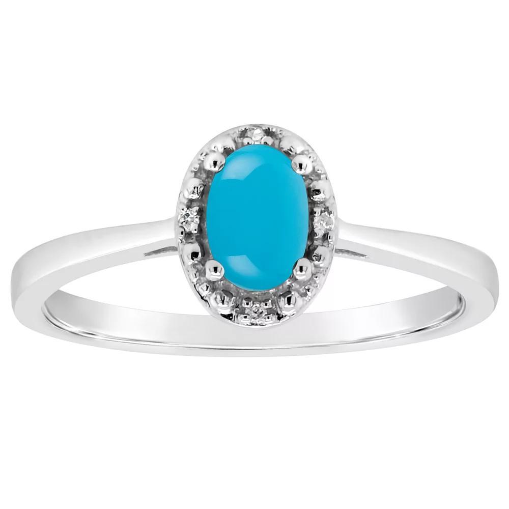 Celebration Gems Sterling Silver 6 mm x 4 mm Oval Onyx & Diamond Accent Halo Ring, Women's Product Image