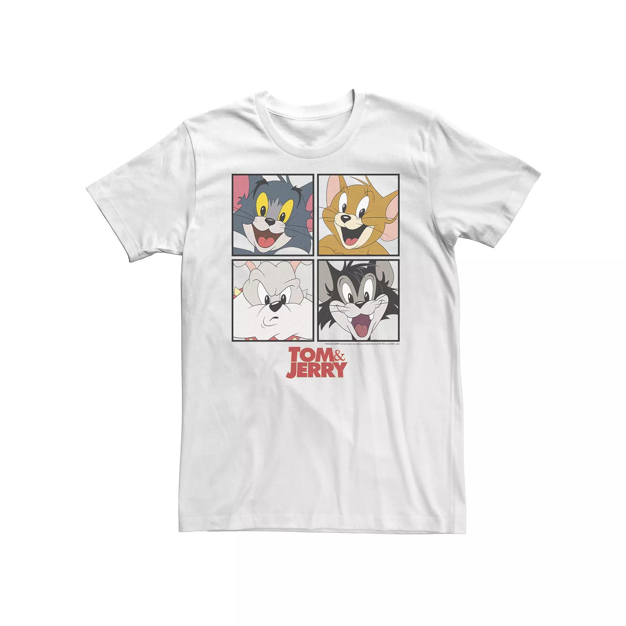 Big & Tall Tom & Jerry Character Box Up Tee, Men's, Size: XXL Tall, White Product Image