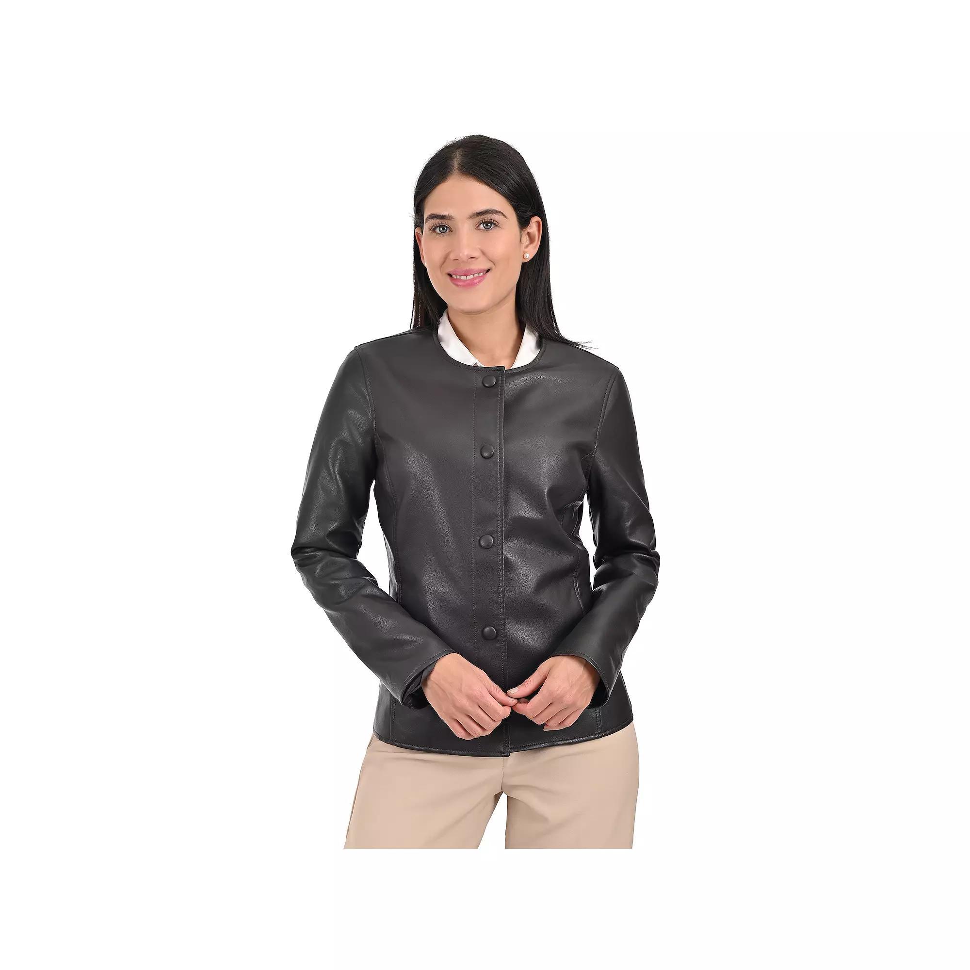 Women's Nine West No Collar Jacket, Size: Medium, Dark Brown Product Image