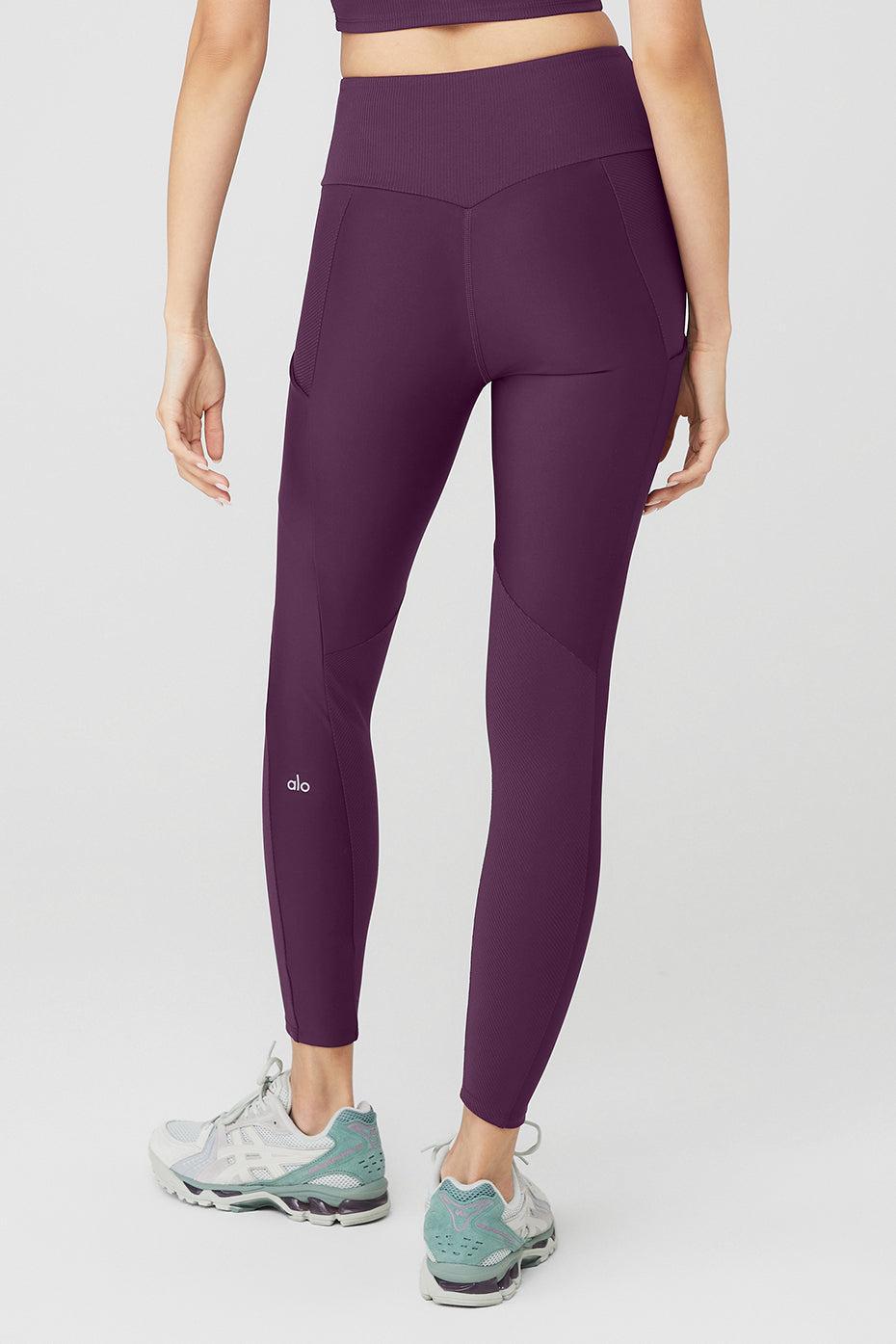 Alo Yoga | Ribbed Airlift High-Waist 7/8 Enchanted Legging Purple Product Image