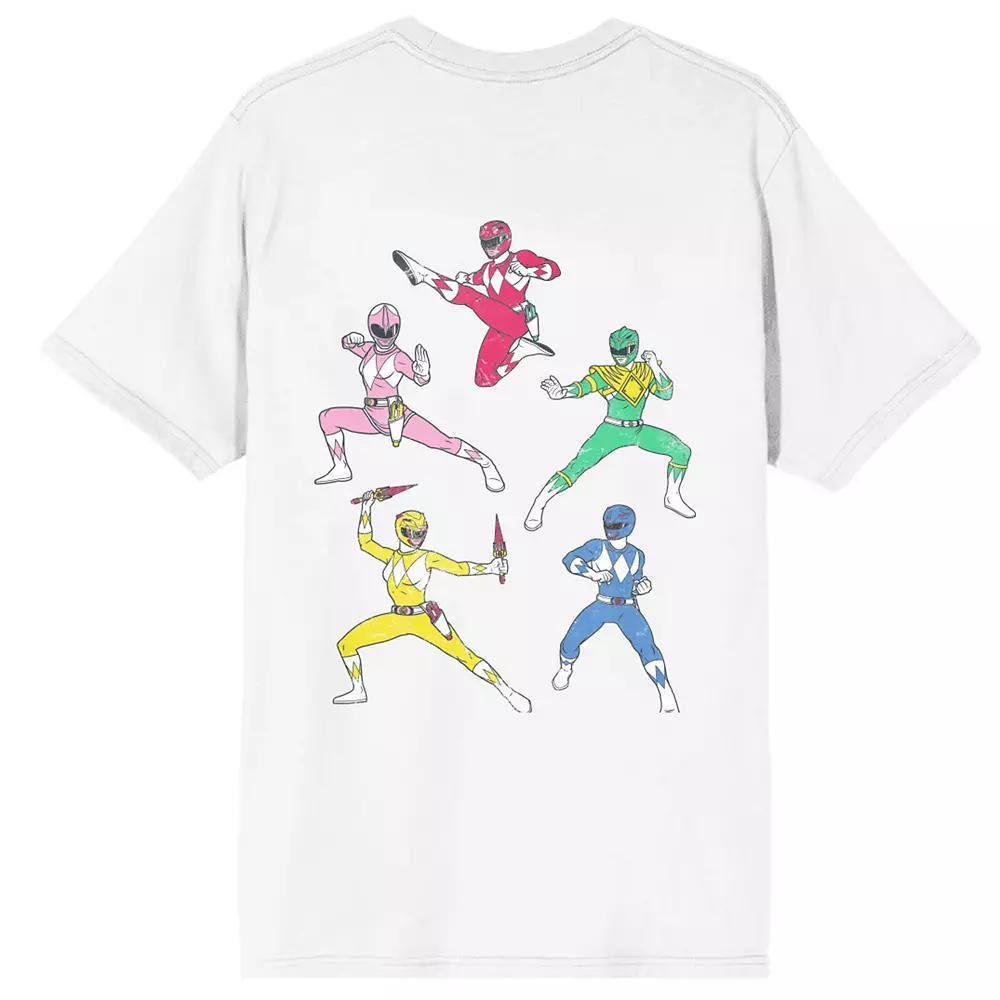 Men's Power Rangers Action Graphic Tee, Size: Large, White Product Image