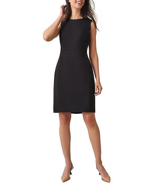 Kasper Sleeveless Round Neck Waist Seam Sheath Dress Product Image