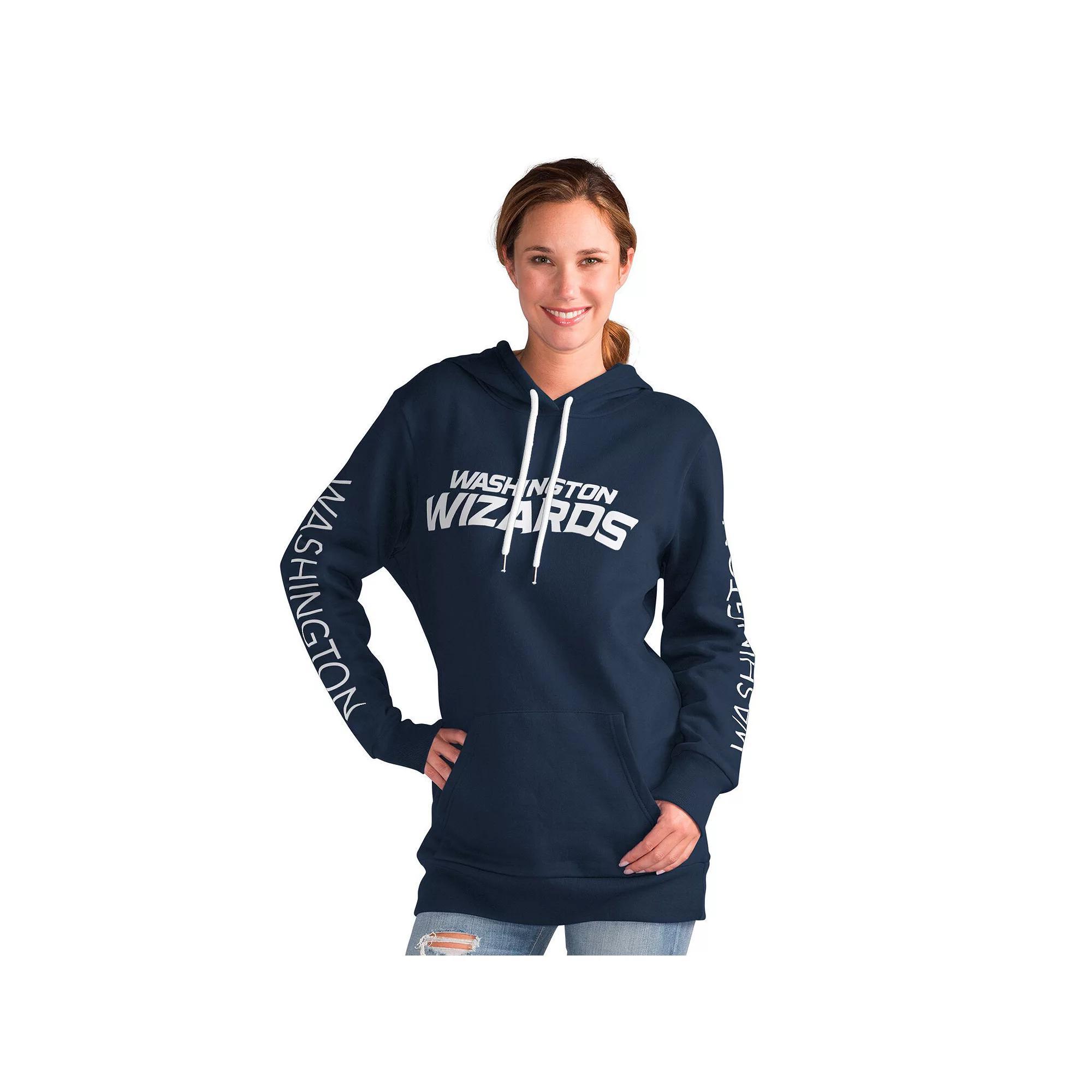 Women's G-III 4Her by Carl Banks Navy Washington Wizards Base Coach Pullover Hoodie, Size: 2XL, Wiz Blue Product Image