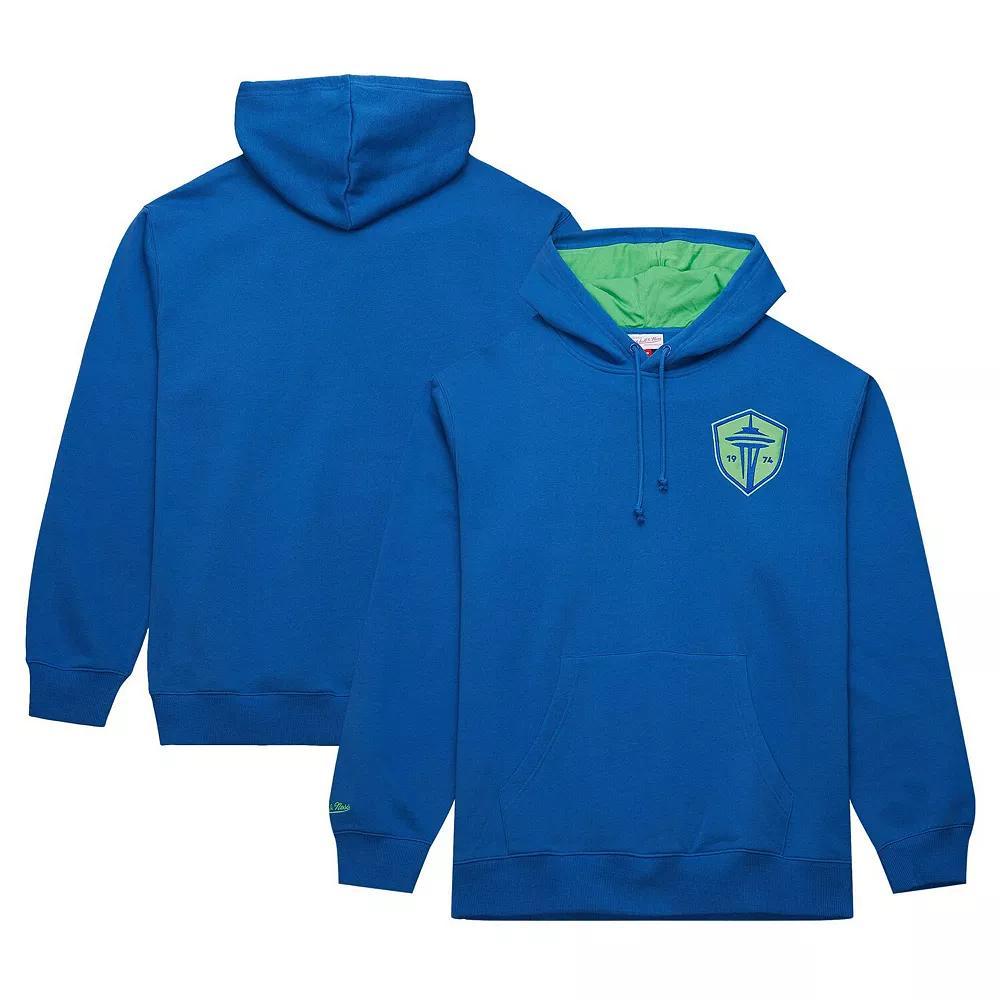 Men's Mitchell & Ness Blue Seattle Sounders FC Crest Fleece Pullover Hoodie, Size: Medium Product Image