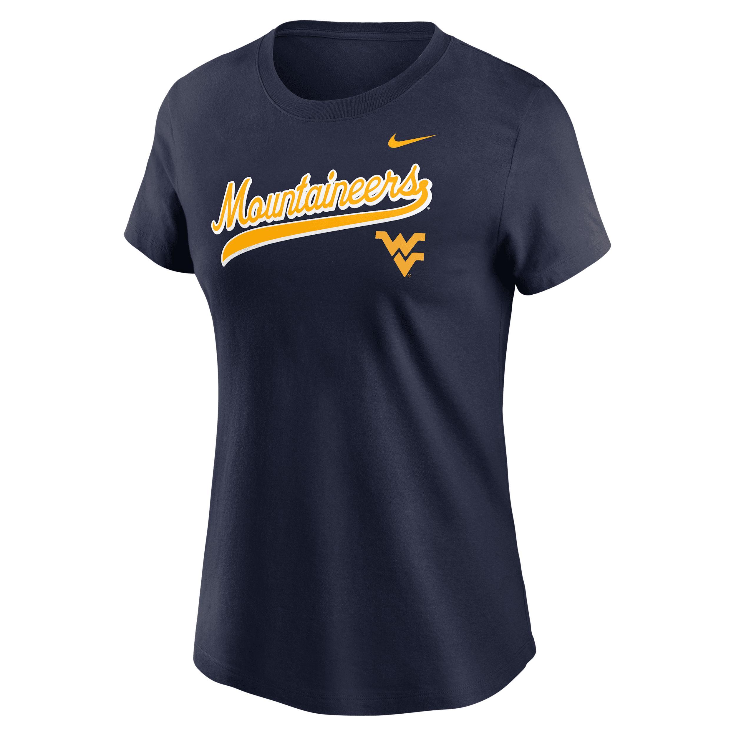 West Virginia Athletic Prep Arch Local Script Nike Womens College T-Shirt | NKAF41SWVN-XFN Product Image