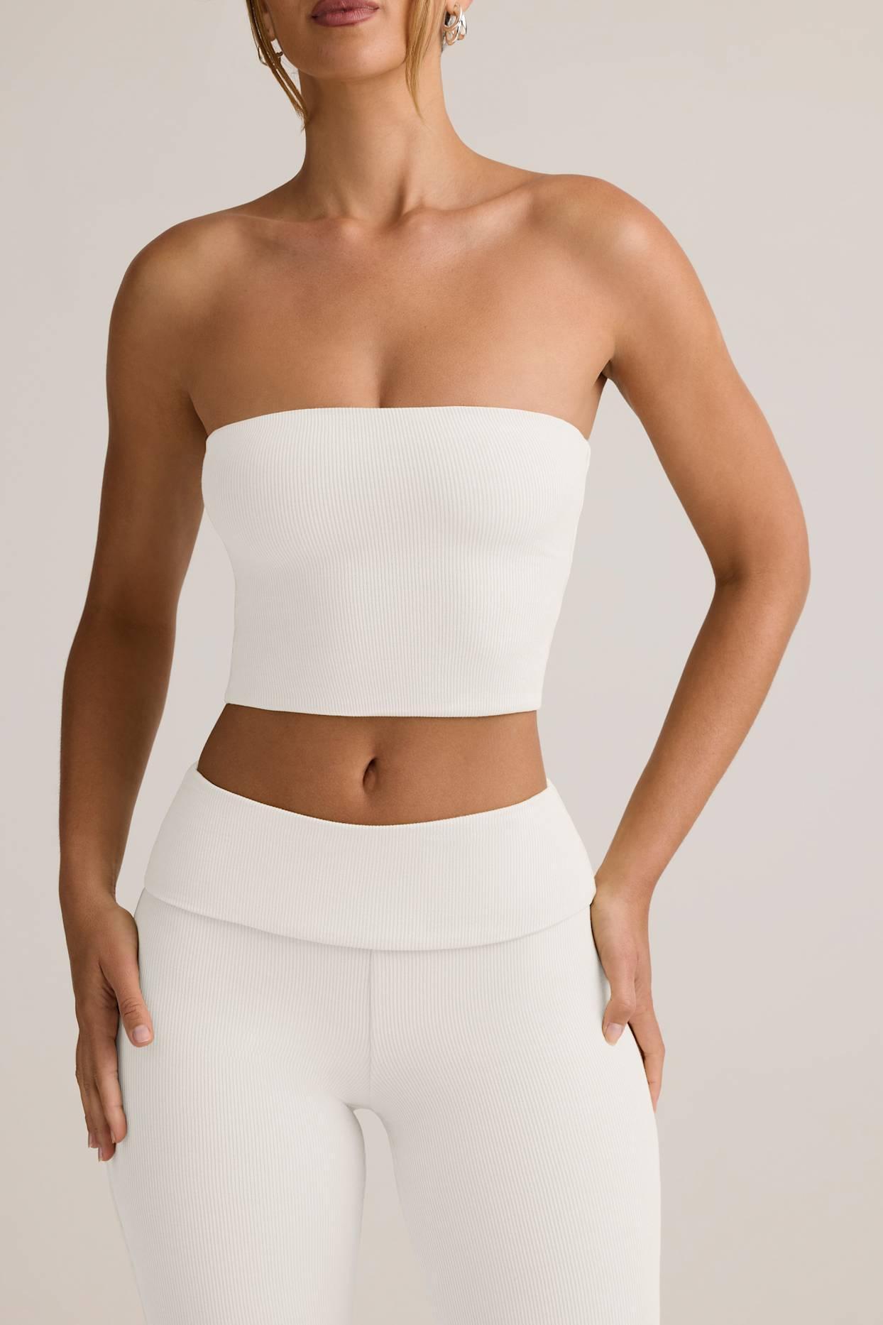 Modal Strapless Crop Top in White Product Image