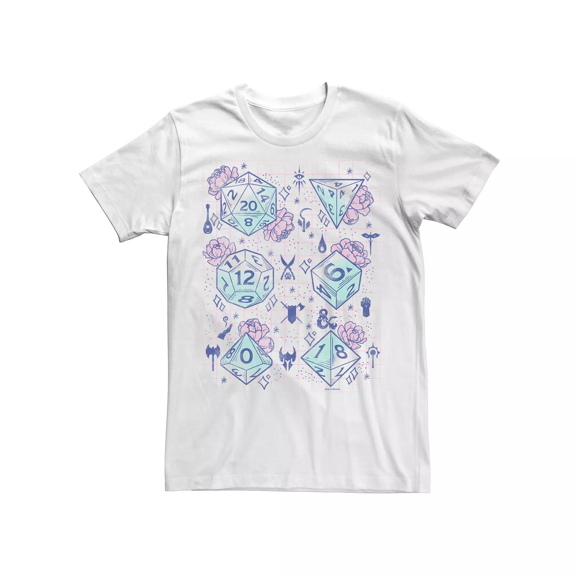 Big & Tall Dungeons And Dragons Floral Dice Grid Tee, Men's, Size: 4XL, White Product Image