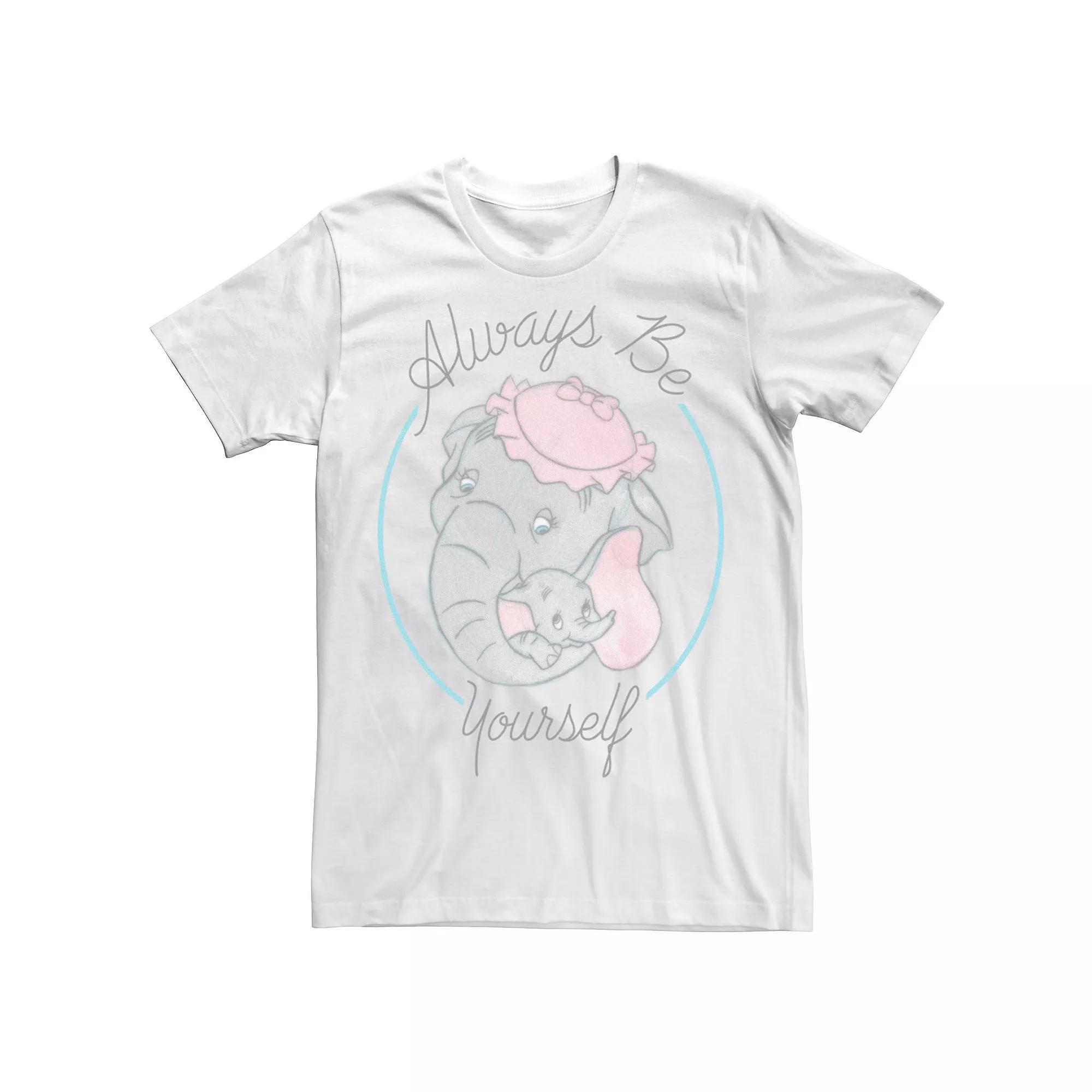 Disney's Dumbo And Mom "Always Be Yourself" Portrait Men's Tee, Size: XL, White Product Image