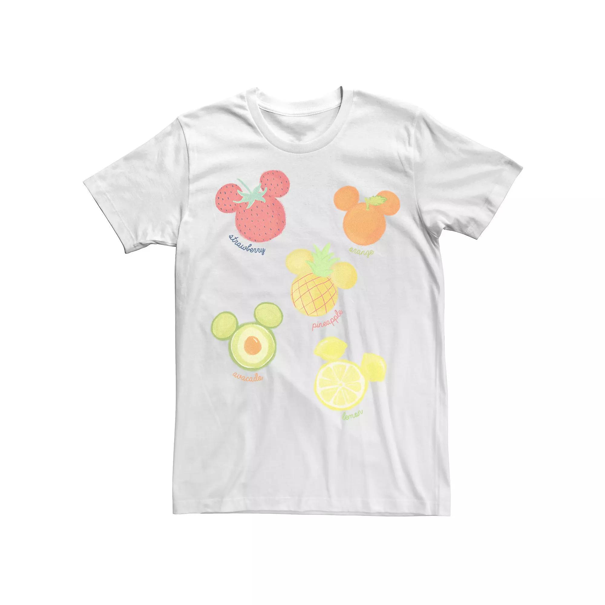 Disney's Mickey & Friends Mickey Mouse Men's Fruit Logos Tee, Size: XS, White Product Image