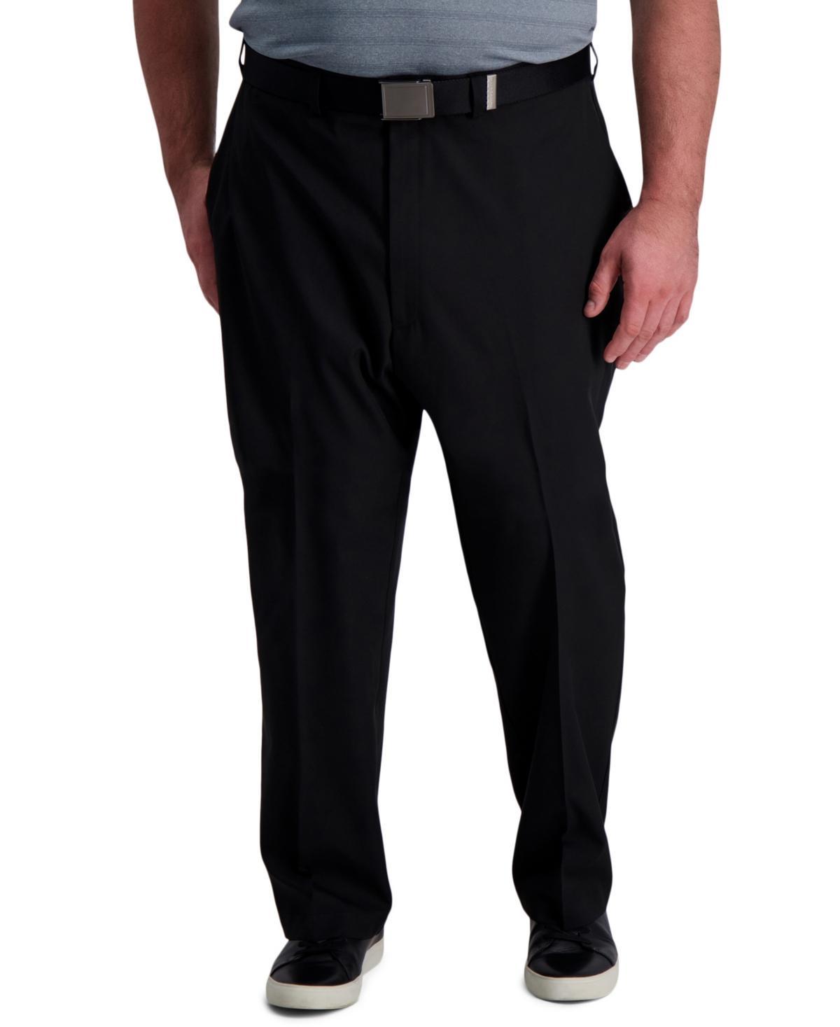 Big & Tall Haggar Cool Right Classic-Fit Flat-Front Performance Flex Pants, Mens Black Product Image