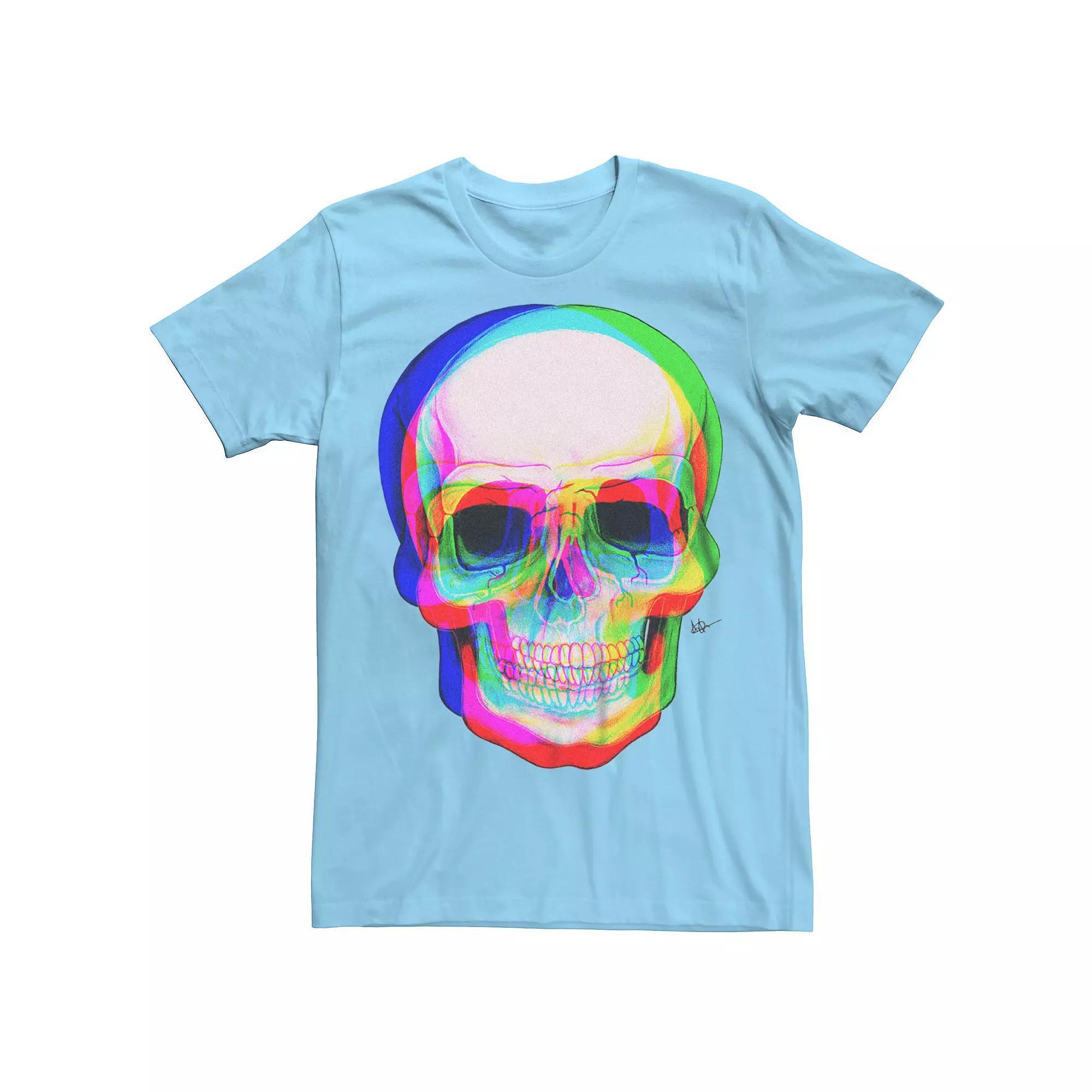 Men's 3D Skull Graphic Tee, Size: XS, White Product Image