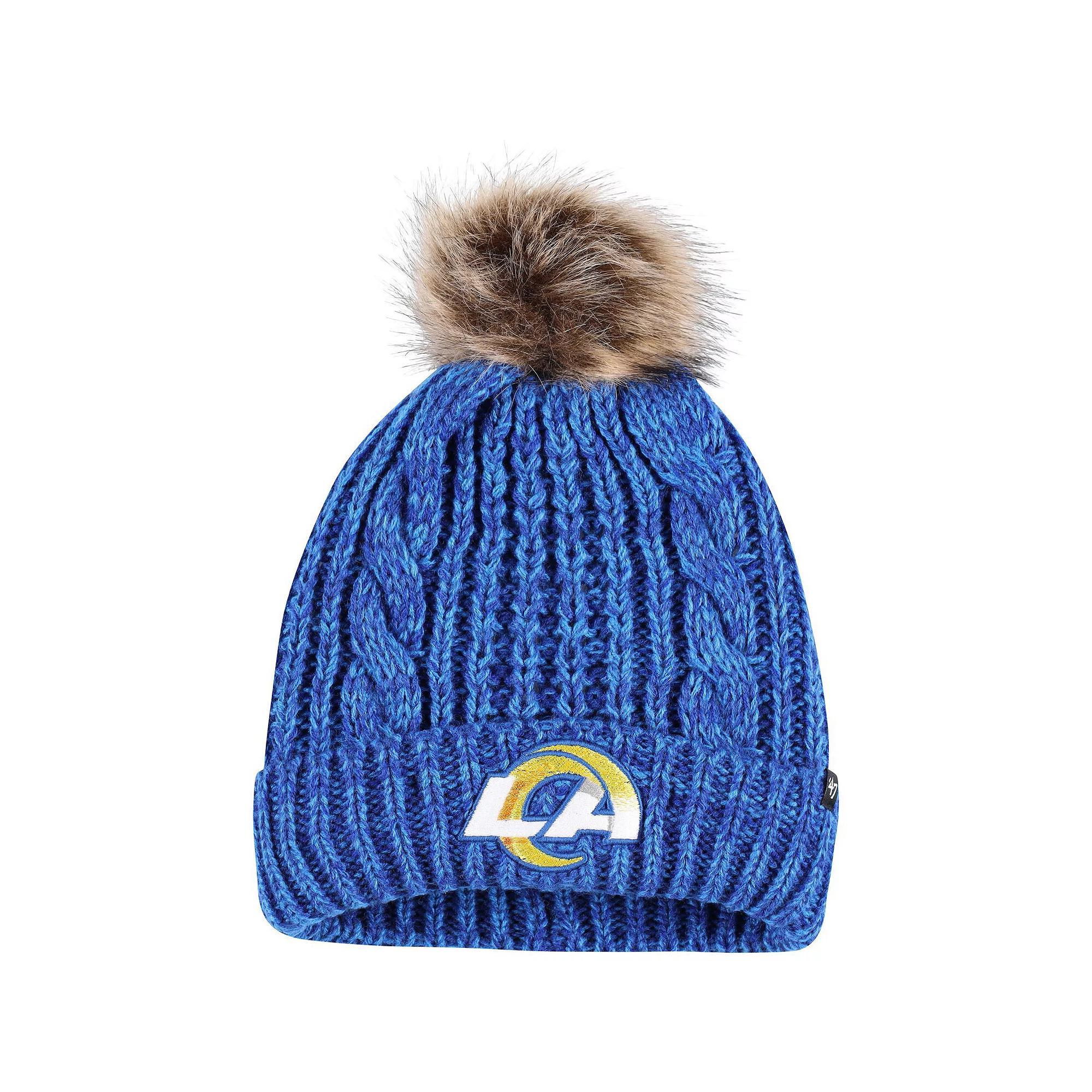 Women's '47 Royal Los Angeles Rams Logo Meeko Cuffed Knit Hat with Pom, Blue Product Image