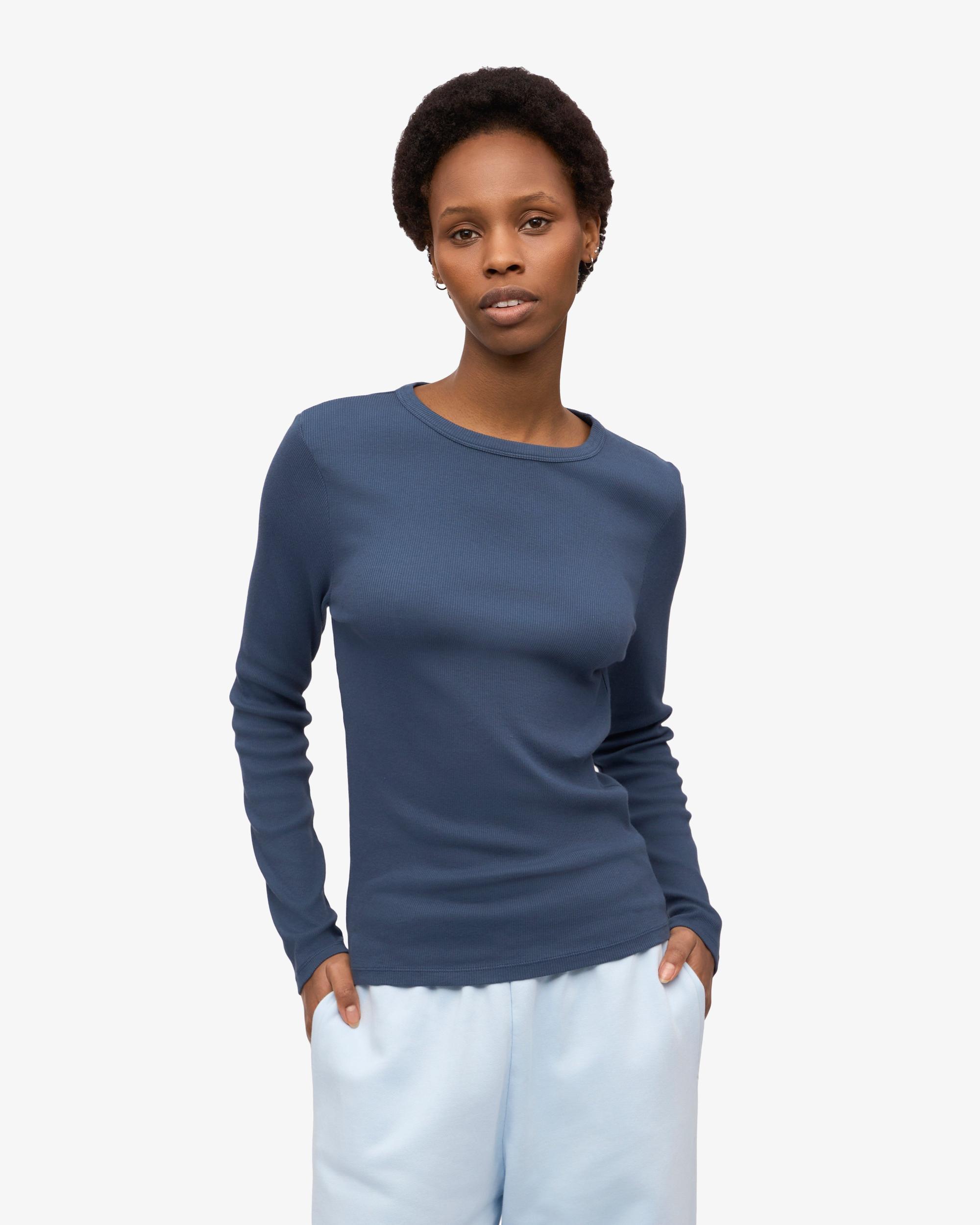 Women Organic Rib LS T-Shirt - Deep Black Product Image