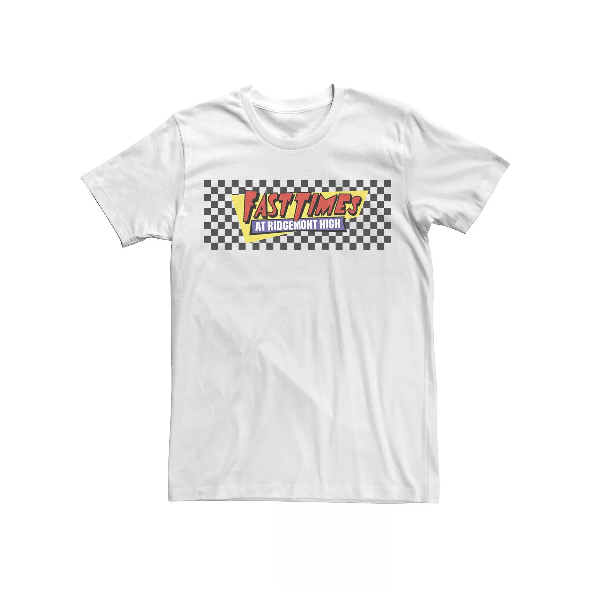 Men's Fast Times At Ridgemont High Black Checkers Logo Tee, Size: Medium, White Product Image