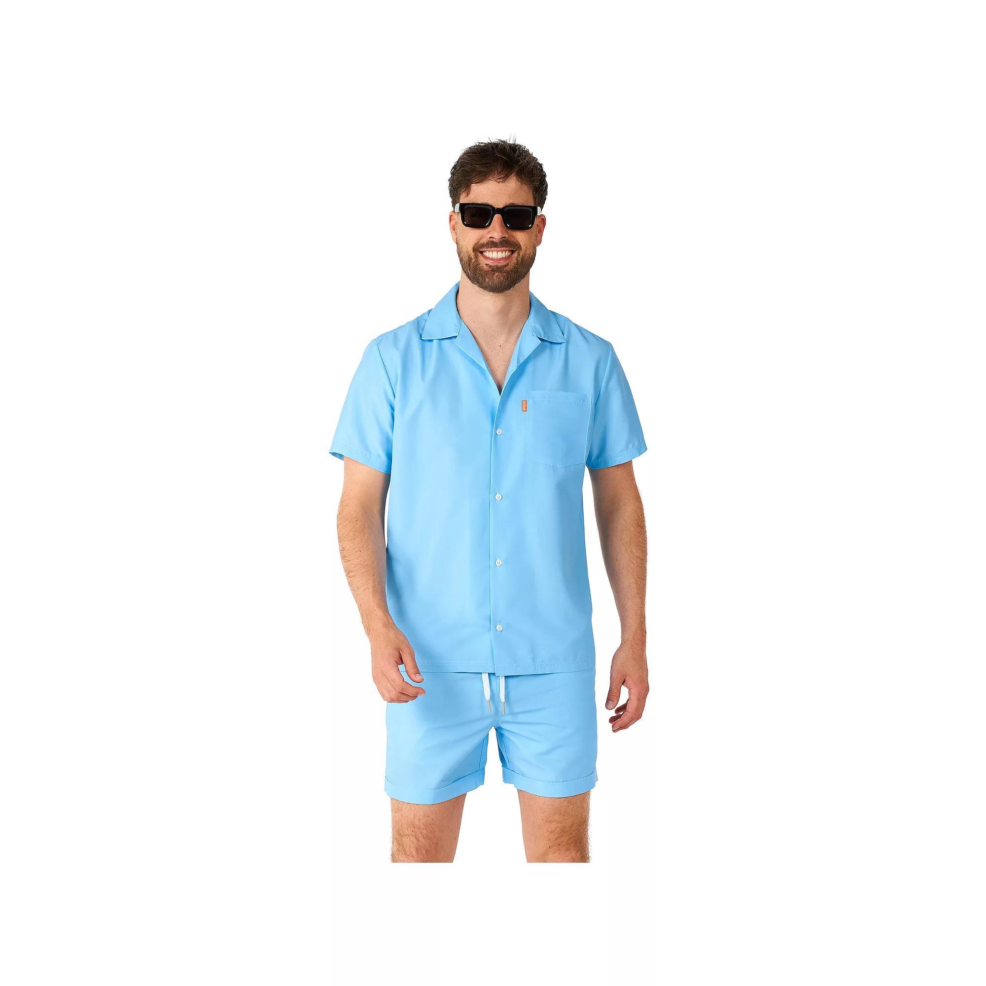 Men's OppoSuits Cool Summer Short Sleeve Button Down Shirt & Shorts Set, Boy's, Size: Large, Cool Blue Product Image