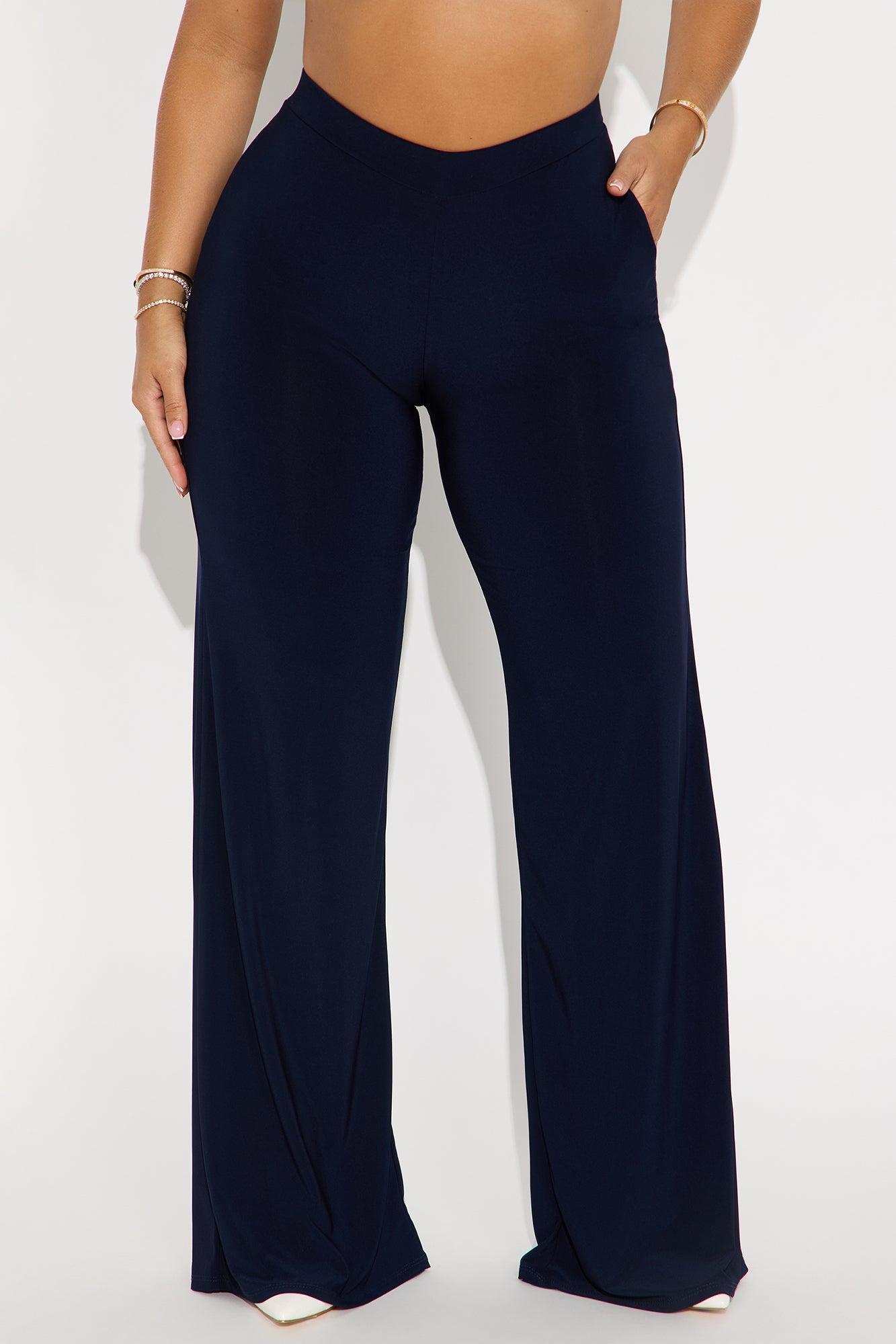 Promise Me Low Rise Wide Leg Travel Pant 33 - Navy Product Image