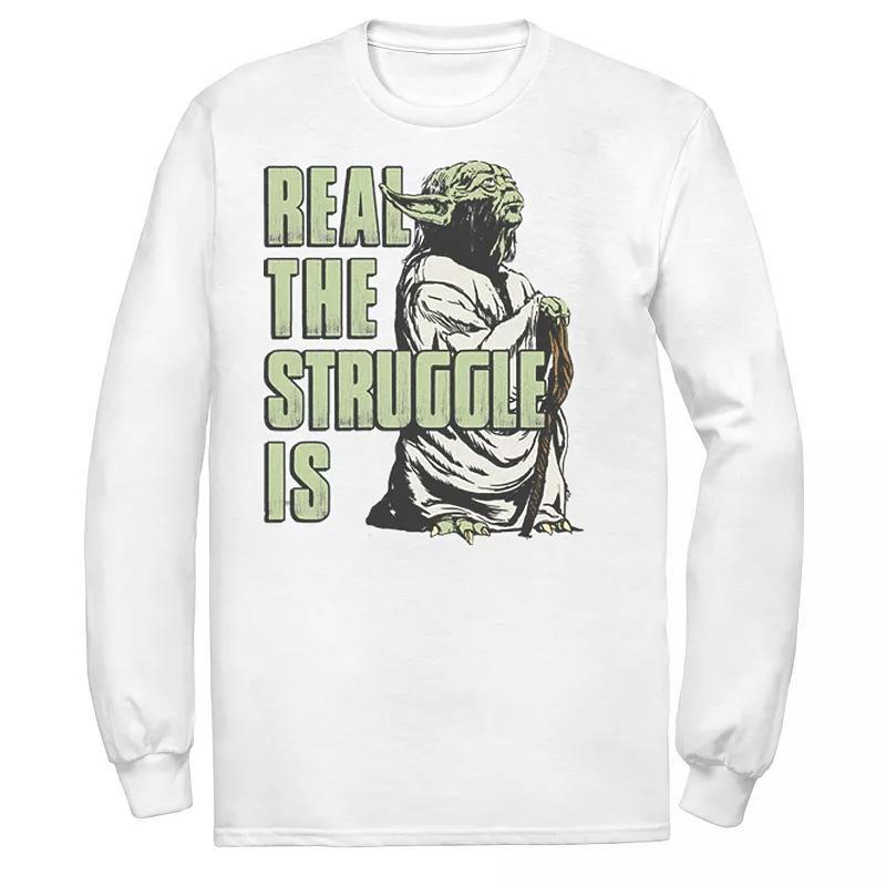 Men's Star Wars Yoda Real The Struggle Is Tee, Size: Medium, Athletic Grey Product Image