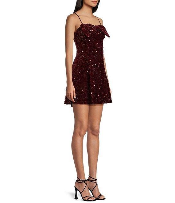 Honey and Rosie Spaghetti Strap A-Line Festive Velvet Dress Product Image