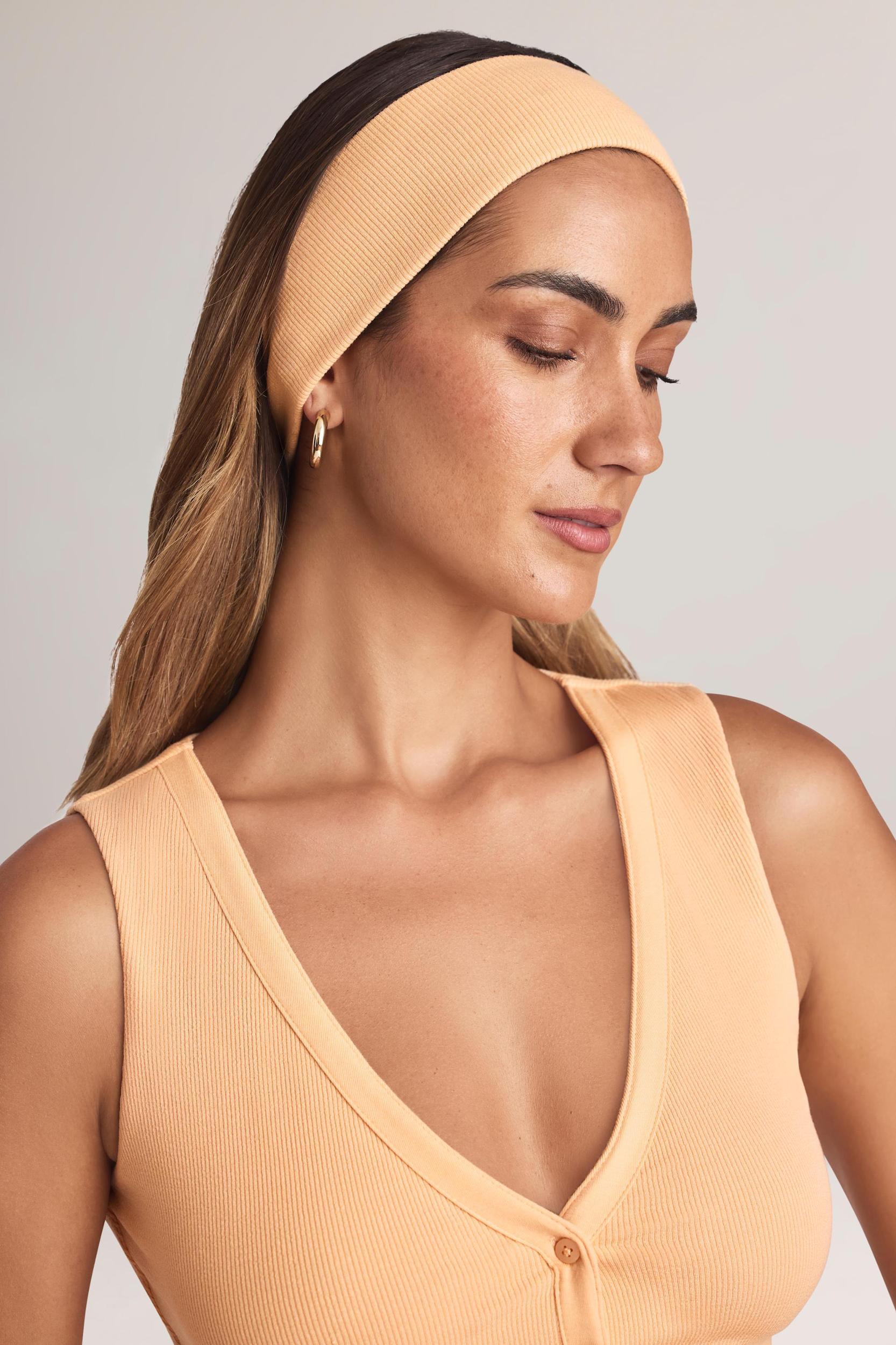 Modal Ribbed Headband in Peach Product Image