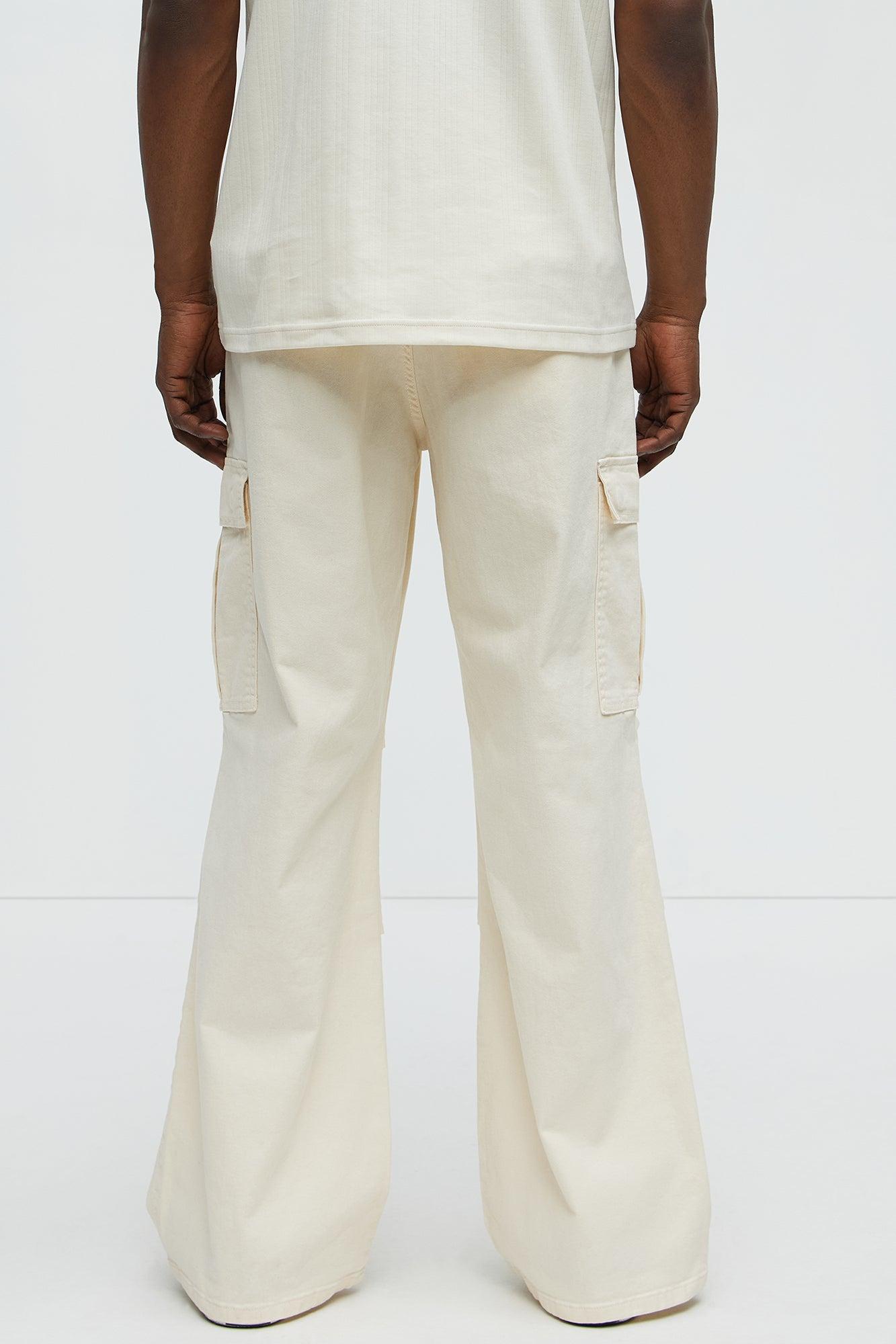 Yes Please Baggy Cargo Pants - Cream Product Image