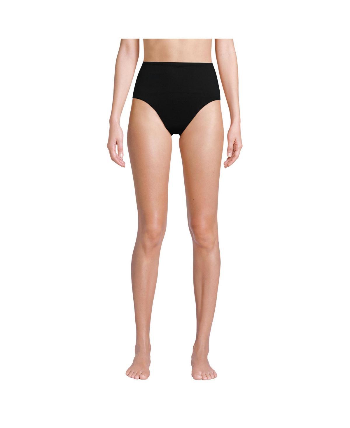 Women's Lands' End Smoothing High Waisted Bikini Bottoms, Size: 12, Deep  Blue Floral Product Image