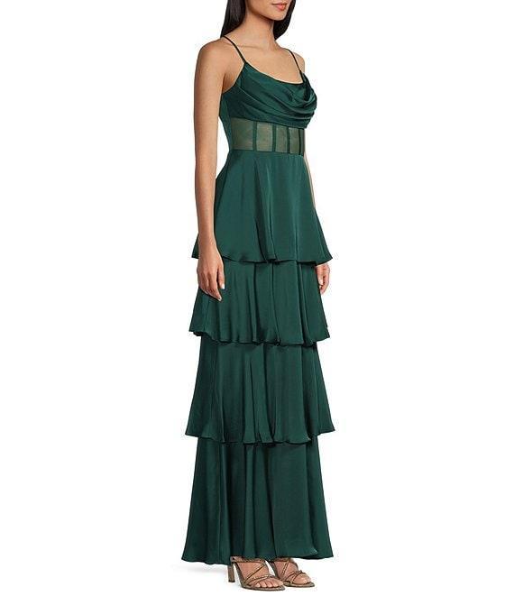 Next Up Scoop Neck Sleeveless Spaghetti Strap Tiered Ruffle Dress Product Image