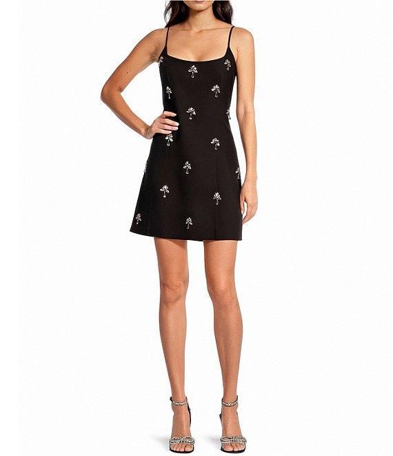 Gianni Bini Mika Crepe Square Neck Sleeveless Jewel A-Line Dress Product Image