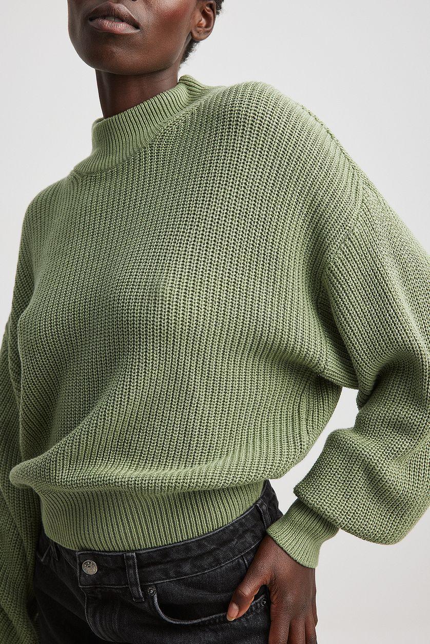 Volume Sleeve High Neck Knitted Sweater Product Image