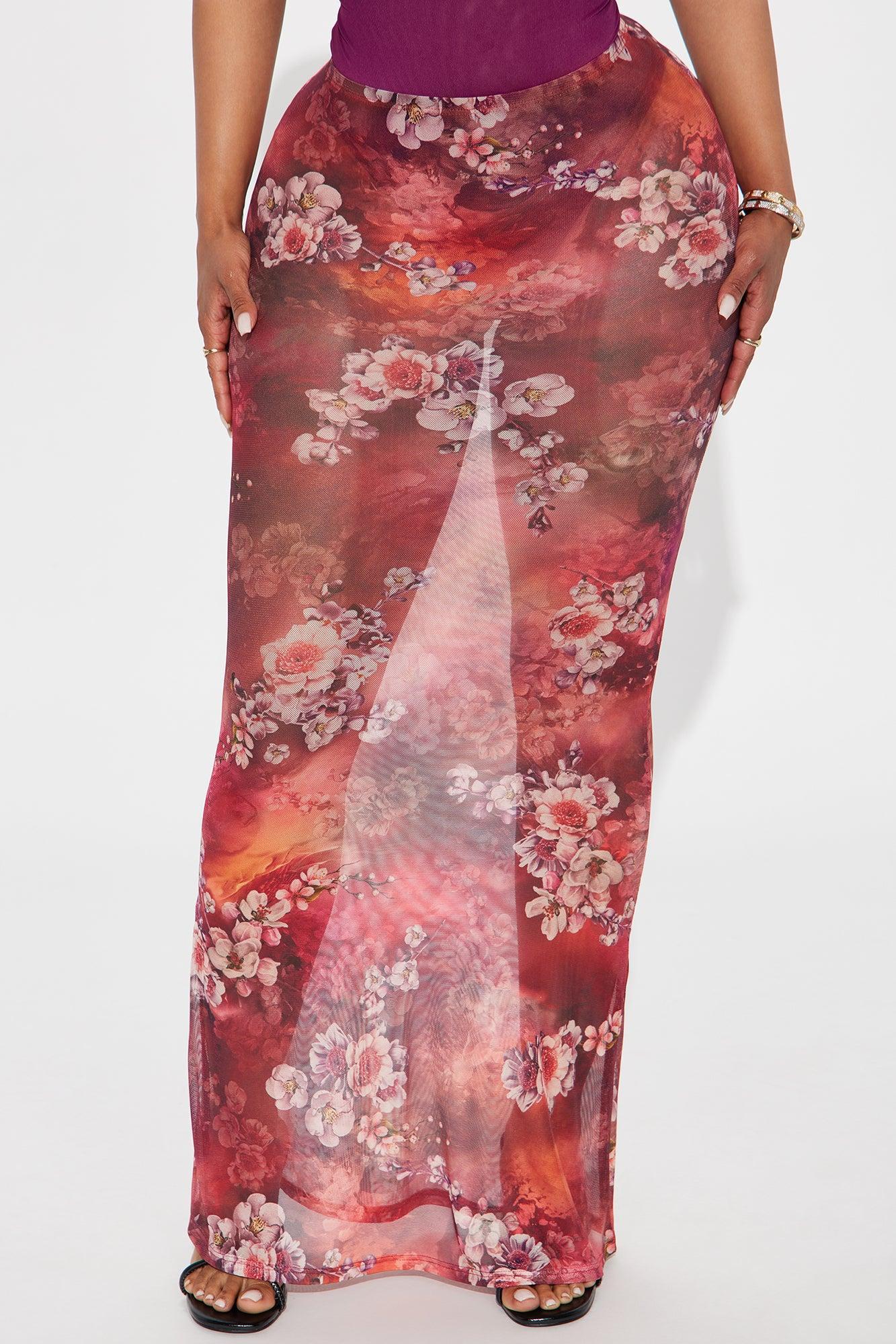 Harlowe Floral Maxi Skirt - Red/combo Product Image
