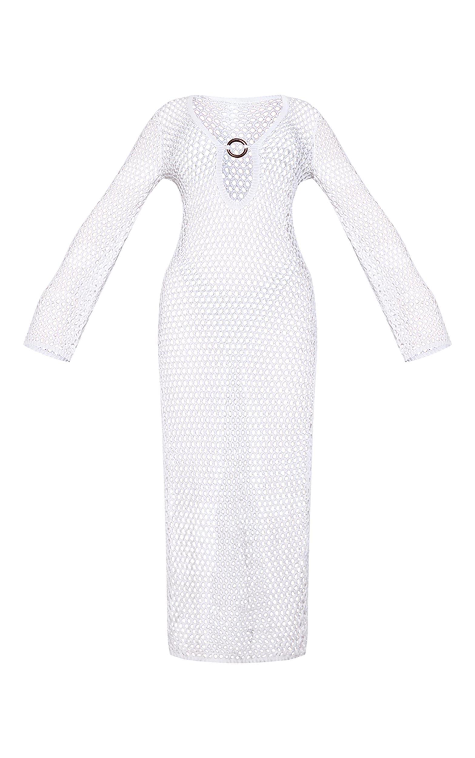 White Crochet O Ring Maxi Beach Dress Product Image