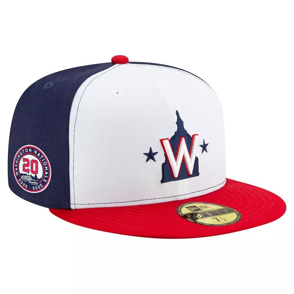 Men's New Era  White/Navy/Red Washington Nationals 20th Anniversary 59FIFTY Fitted Hat, Size: 7 3/8 Product Image