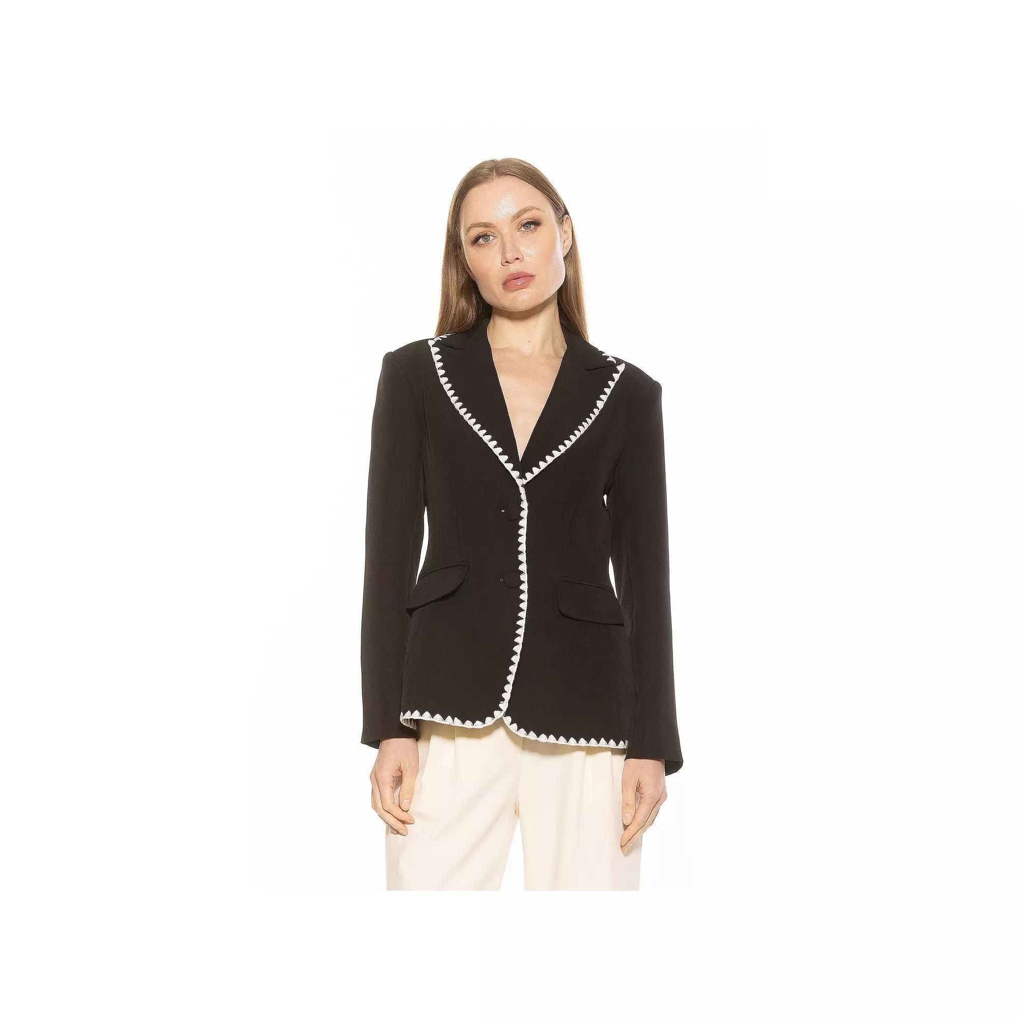 Women's ALEXIA ADMOR Jessilyn Long Sleeve Embroidery Trimmed Blazer, Size: 10, Red Product Image